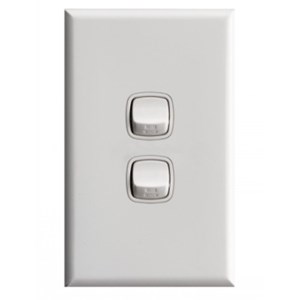 HPM Excel 2Gang Light Switch - White